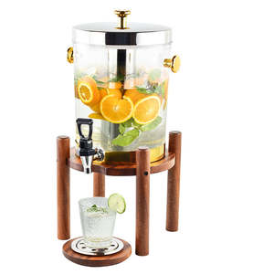 Equipo de Catering 8L Soporte de madera Dispensadores de bebidas individuales de plástico Dispensador de jugo de café de Soda Dispensador de bebidas con grifo - Product Image 1