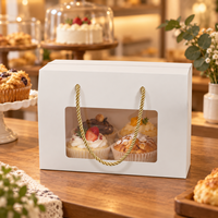 Pappkarton-Dessert-Geschenktüte mit Klarsichtfenster und Kordelgriff für Bäckereien
