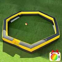 Terrain de jeu gonflable octogonal jaune et noir pour jeu de Dodgeball, idéal pour les écoles, les camps d'été et la location d'équipements sportifs