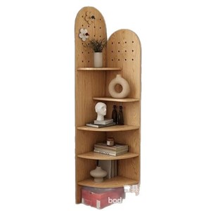 Armario esquinero de madera con tablero perforado, estantería de almacenamiento de 4 niveles para el hogar, estantería para libros, estantes de exhibición - Product Image 5