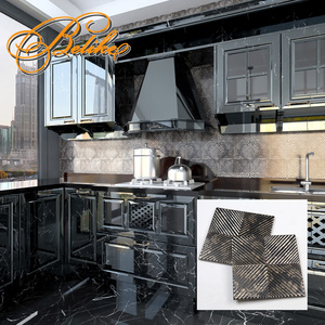 Carreau de porcelaine noire revêtement métallique doré <span class=keywords><strong>carrelage</strong></span> de métro motif de <span class=keywords><strong>parquet</strong></span> <span class=keywords><strong>effet</strong></span> 3D pour un superbe dosseret d'accent de mur intérieur - Product Image 1