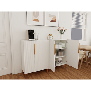 Modern White Sideboard Cabinet With Gold Handles <b>For</b> Kitchen Dining Room Furniture Organizer - Product Image 5