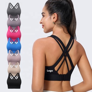 Le <span class=keywords><strong>donne</strong></span> che corrono esercizio Yoga <span class=keywords><strong>palestra</strong></span> allenamento Fitness indossano reggiseni a tazza permanente antiurto Crop Top reggiseno sportivo sportivo di supporto alto - Product Image 1