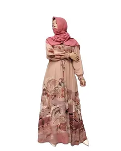 Fashion New Women Long Sleeve Floral Sequined Dubai Middle East lslam Ababy Muslims Dress Ramadn Eid Party Dress