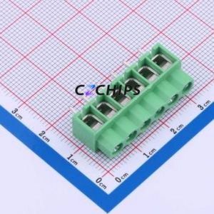 DB166-5.0-6P-GN-P Screw Terminal Block P=5mm Connector ( Construction: 1x6P )( Pitch: 5mm )( Color: Green ) - Product Image 1