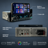 1 DIN Entegre Telefon Tutucu 7 Renkli Işıklar Bluetooth Stereo Radyo FM/USB/AUX Eller Serbest Arama Toptan MP3 Çalar