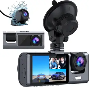 3 قنوات داش كاميرا داش دي في دي أمامية وخلفية داخل كامل hd p فيديو في رؤية ليلية للسيارة