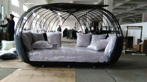 Premium <span class=keywords><strong>Hotel</strong></span> Muebles de exterior Diseño ligero de lujo con <span class=keywords><strong>Nido</strong></span> de Pájaro redondo en forma de ratán tejido Patio Jardín Daybed - Product Image 5