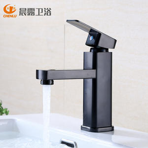 Grifo de Lavabo Chenlu Pintado en Negro, Acero Inoxidable 304, Monomando Cuadrado, de un Solo Orificio, Estilo Moderno, Montaje en Cubierta - Product Image 1