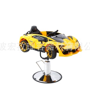 Chaise de coiffure pour enfants, jaune citron, hauteur réglable, design voiture jouet, pour 2 à 4 ans, unisexe, usage commercial - Product Image 1