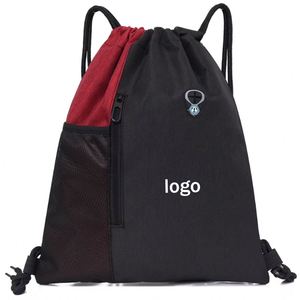 Sac à dos unisexe à cordon de serrage en tissu Oxford imperméable grande capacité, idéal pour le sport, les étudiants et les cours de soutien, avec doublure en polyester - Product Image 1