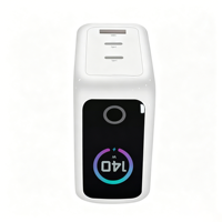 Pengisi Daya Cepat GaN Tiga Port OEM 140W dengan Layar Real-time, Pengisian Daya PD 3.0, Port USB Tipe-C untuk Ponsel, Tablet, Laptop, Colokan US Lipat
