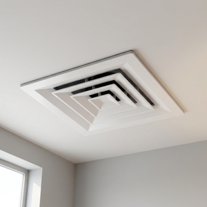 Adaptateur de diffuseur d'air moderne blanc en <span class=keywords><strong>PVC</strong></span>, carré à rond, <span class=keywords><strong>grille</strong></span> de ventilation de plafond à 4 voies pour salon, pour système CVC - Product Image 1