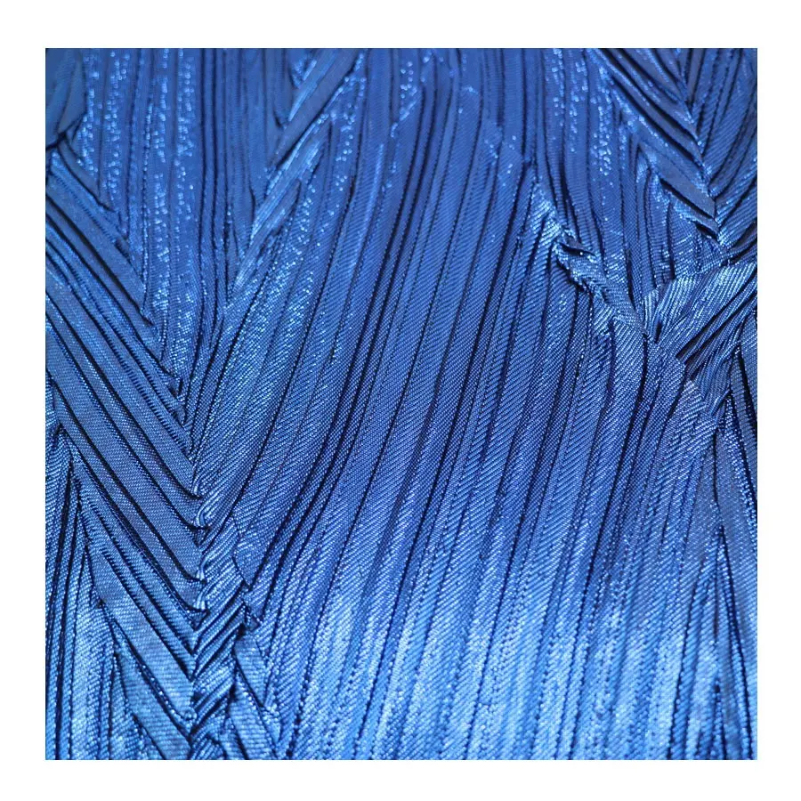 Shine Collection เส้นด้ายสีฟ้าทองทอผ้าจีบเมทัลลิคจีบผ้า Tulle ผ้าพิมพ์จีบ