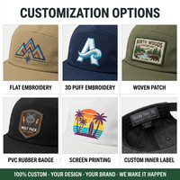 Casquette de sport 5 panneaux à logo personnalisé, séchage rapide, imperméable, avec patch en caoutchouc perforé au laser, idéale pour le golf et les activités de plein air – Fabrication OEM