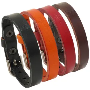 2022 New Handmade Adjustable Punk Wrap Wristband Man Bracelets Luxury Leather Genuine