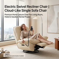 VANBOW Wohnzimmer Moderner Multi-Position Single Power Lift Recliner Bequemer Sofas tuhl aus weißem Leder mit Telefon halter