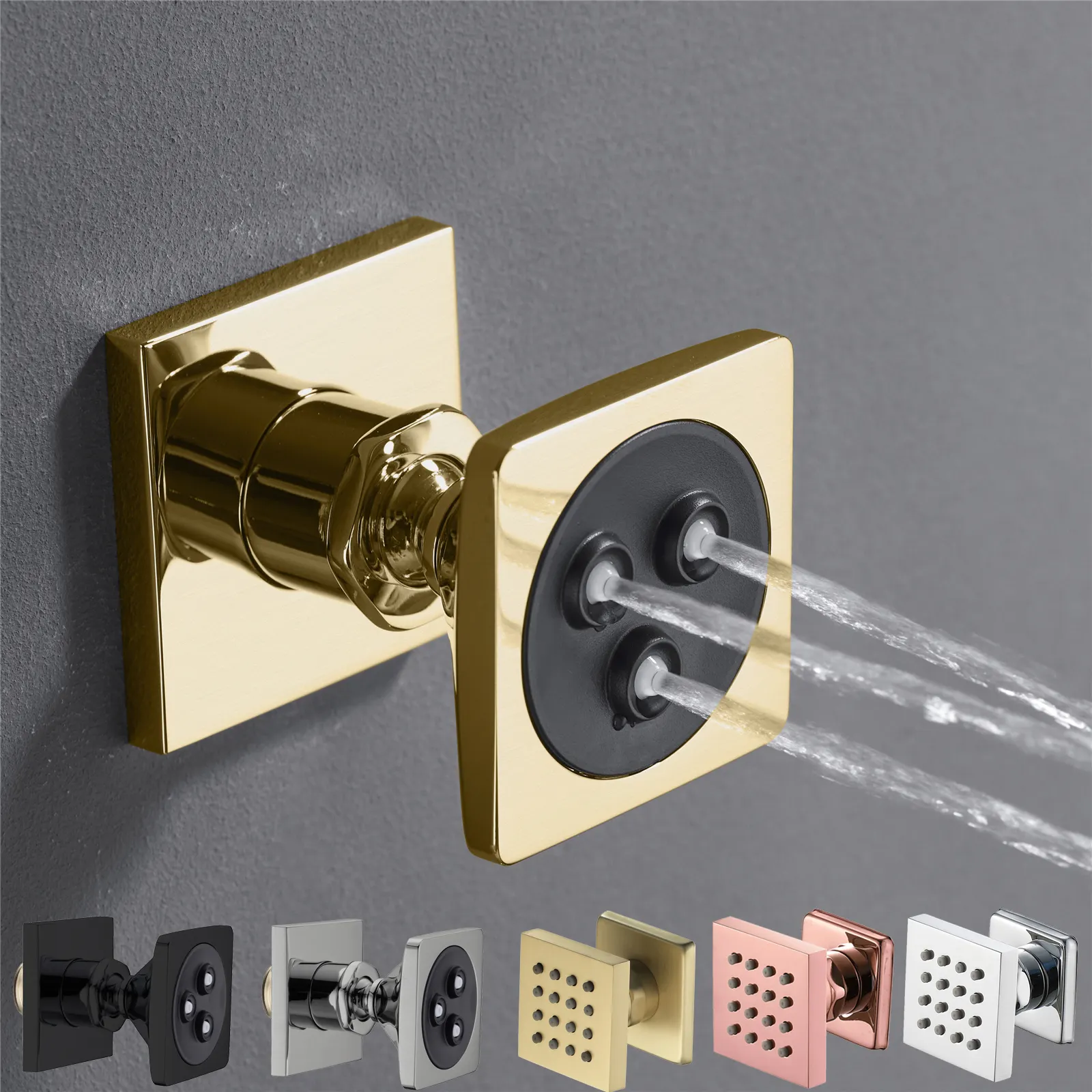 Hideep Badkamer Douche Kraan Accessoires 5*5Cm Goud/Chroom/Zwart Verstelbare Hoek Messing Lichaam Jet