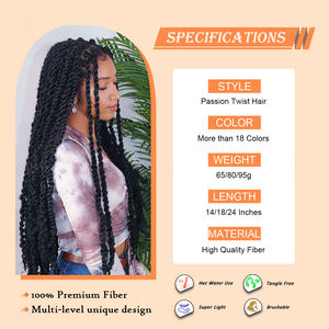 Offre Spéciale 24/18 pouces synthétique africain tresse Meches Passion torsion pré-torsadé Crochet bouclé tresse doux et pas cher en gros - Product Image 2