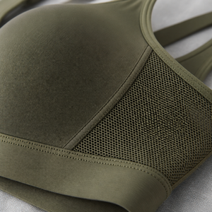 Soutien-gorge de sport vert olive pour femme, maintien élevé, bonnets moulés fixes, absorption des chocs, dos croisé, séchage rapide, pour gym, yoga, course à pied - Product Image 5