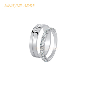2022 vendita calda minimalista semplice coppia placcato oro s925 anello da sposa in argento sterling moissanite - Product Image 5