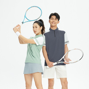 T-shirt d'été pour hommes et femmes Sports Outdoor Stand-Up Collar Half-Zipper Quick-Drying T-Shirt Lightweight Breathable Tennis Uniform - Product Image 2