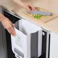 Planche à découper suspendue Conteneur à déchets Poubelle de cuisine murale pliante en plastique 10l avec fermeture en douceur