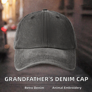 Gorra de béisbol bordada 'Grandfather's Bow' de mezclilla lavada retro, estilo casual hip-hop, con visera curva de terciopelo ajustable, común - Product Image 2