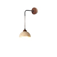 Lampe suspendue de chevet de style japonais Wabi-sabi en travertin jaune, lampe murale créative de style crème vintage du milieu du siècle
