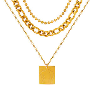 Collar cuadrado Retro <span class=keywords><strong>de</strong></span> acero inoxidable chapado en oro <span class=keywords><strong>de</strong></span> 18k para mujer, cadena <span class=keywords><strong>de</strong></span> suéter <span class=keywords><strong>de</strong></span> sensación Premium - Product Image 6