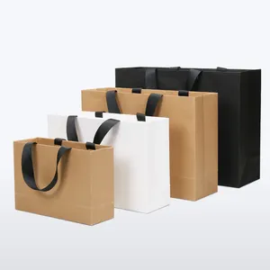 Vente en gros de sacs à provisions en carton de luxe sacs en papier d'impression personnalisée avec ruban