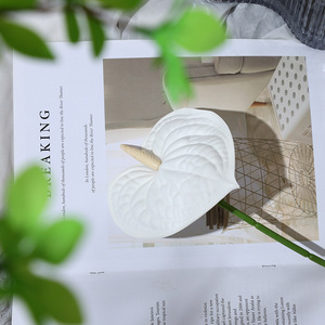 Fleurs artificielles Anthurium, dégradé blanc-vert, PVC souple, haute simulation, décorations pour mariage et maison - Product Image 5