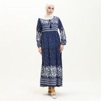 Aschulman Fabricant musulman Robe abaya musulmane imprimée et personnalisée col rond pour femmes musulmanes et hijab