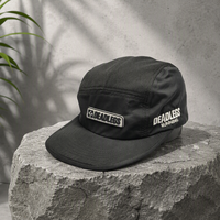 Casquettes de camping personnalisées en gros à 5 panneaux, séchage rapide, en nylon et polyester, maille Ripstop, avec patch en silicone personnalisé et logo brodé latéral plat