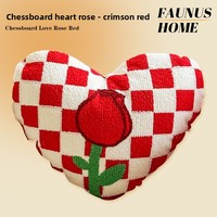 Sarung Bantal Persegi Bordir Mawar Hati Valentine & Sarung Bantal Sofa Beludru Bunga PP Dekorasi Rumah
