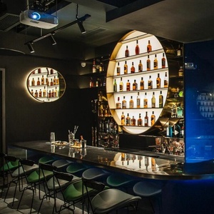 رف نبيذ أنيق وفاخر من الفولاذ المقاوم للصدأ بتصميم دائري جديد، خزانة بار متكاملة للاستخدام المنزلي أو في النوادي - Product Image 5