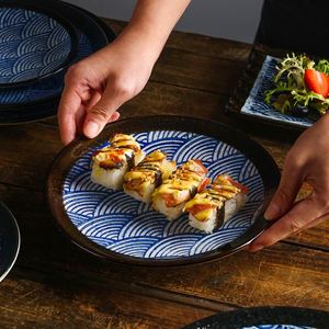 Wholesale Eco-Friendly Blue Wave Pattern Porcelain Dinner <b>Plate</b> Set Snack <b>Plates</b> 7/8/9/10 Inch Japanese <b>Ceramic</b> Microwaveable - Product Image 3