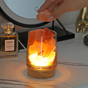 Diffuseur d'huiles essentielles en <span class=keywords><strong>pierre</strong></span> de cristal avec base lumineuse, diffuseur d'aromathérapie à brancher, ornement, bougies - Product Image 1