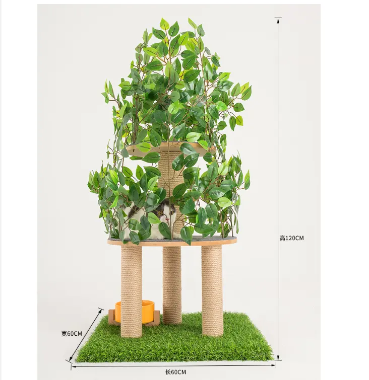 Torre de madeira para gatos, arranhador de escalada para animais de estimação, árvore de madeira com postes para arranhar sisal, casas para poedeiras, de alta qualidade