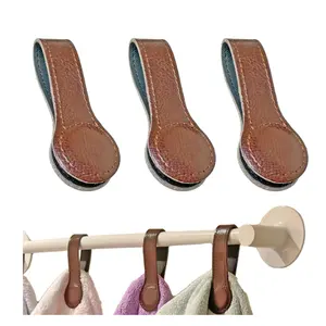 YY PU Leather Towel Clips with Magnets Towel Hooks Bath and Kitchen Accessory for Hanging Bath Towels