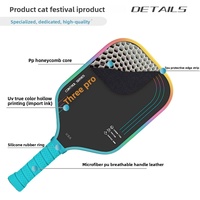 Raquette de pickleball MST Honeycomb 16 mm 230 g pour adultes, finition mate texturée, qualité tournoi, bordure colorée personnalisable, durable