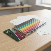 Crayons à dessin et à croquis de 12 couleurs, fournitures artistiques multicolores, emballage sous blister