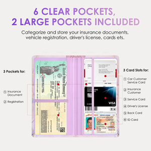 <span class=keywords><strong>Porte</strong></span>-carte manuel d'immatriculation et d'assurance de véhicule en cuir PU personnalisé pour femmes pour <span class=keywords><strong>voiture</strong></span> - Product Image 6