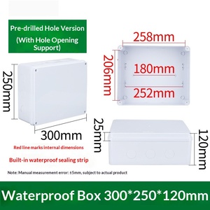 300x250x120mm IP65 Waterproof Junction Box ABS <b>Plastic</b> Custom Hole Opening Support with Built-in Sealing <b>Strip</b> Outdoor Enclosure - Product Image 1