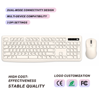 Clavier sans fil ergonomique avec touches séparées et souris, combo 105 touches, double barre d'espace, 3 niveaux DPI, 2.4G double mode, finition mate, vente en gros OEM