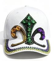 Casquette de baseball unisexe réglable à 6 panneaux en coton 100% ornée de strass brillants faits main pour le carnaval