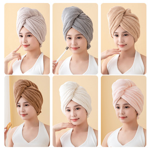 Gorro para secar el cabello, 26x75cm, forro polar coral, de rápida absorción, para uso doméstico, color rosa - Product Image 2