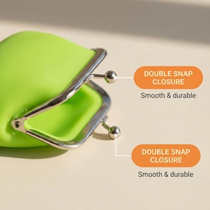 Porte-monnaie en silicone souple imperméable avec fermeture à pression métallique, mini sac à monnaie, logo personnalisé, portefeuille en silicone - Product Image 4