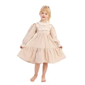 spring new design boutique fashion baby girl clothing long sleeves nylon lace baby girl dress