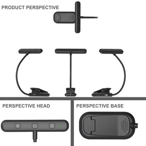 Lampe de lecture LED portable brevetée, créative et moderne, rechargeable par USB, à intensité variable et rotative, mini lampe à clip pour livre - Product Image 3